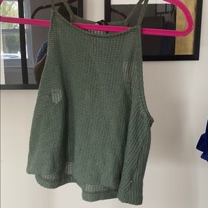 High Neck Knitted Cropped Top